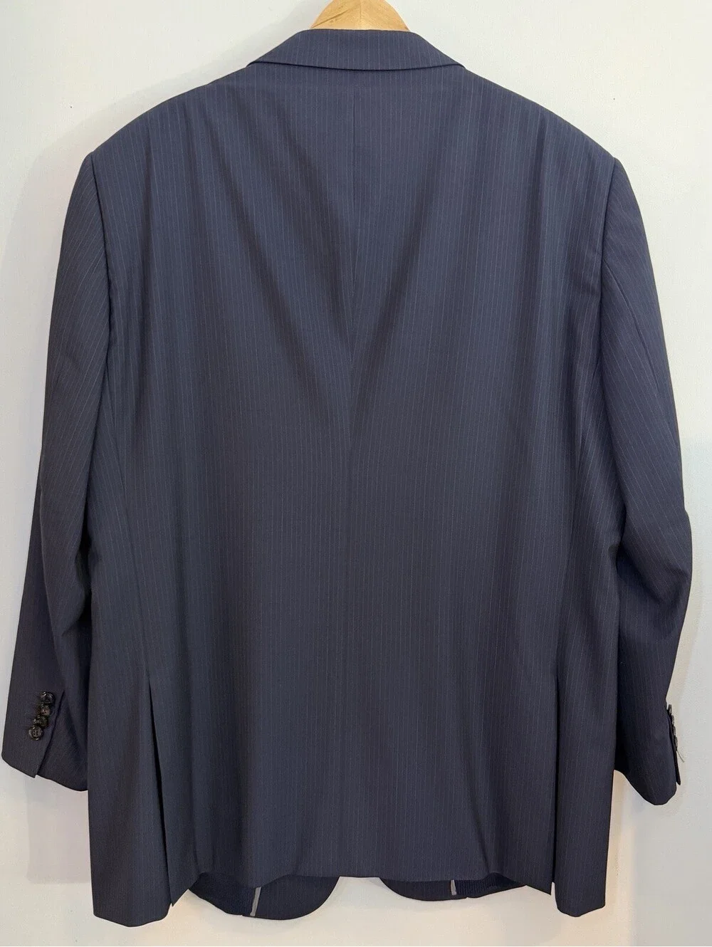 Giorgio Armani Trader Blue Suit Jacket Blazer 44Long Navy Blue Pinstripe Wool